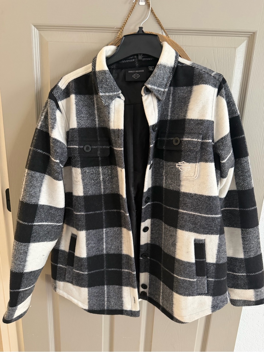 Harley-Davidson Black & White Plaid Lightweight Shacket